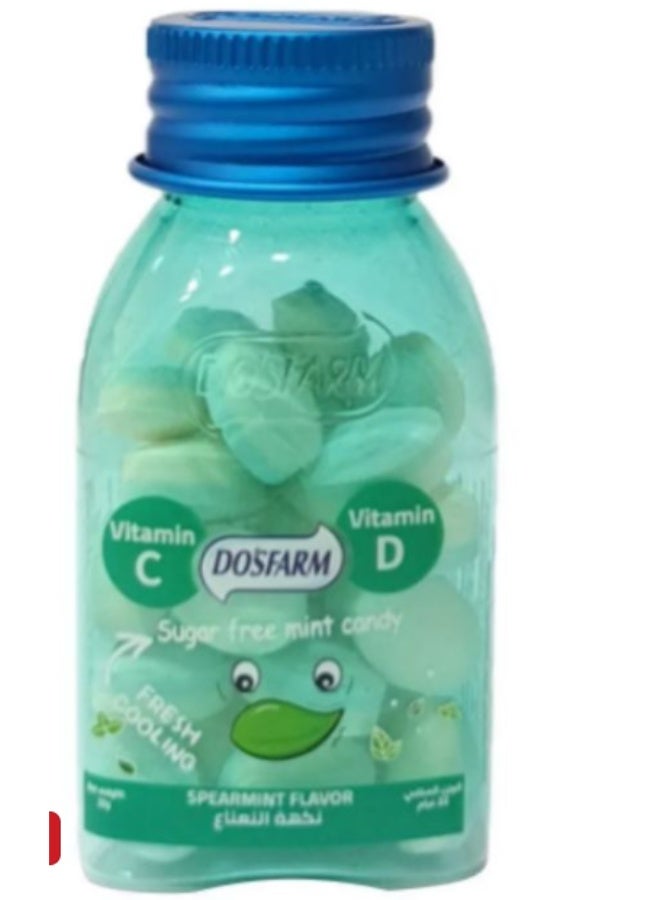 Dosfarm Sugar Free Candy With Vitamin C & D Mint 22g x 6pcs